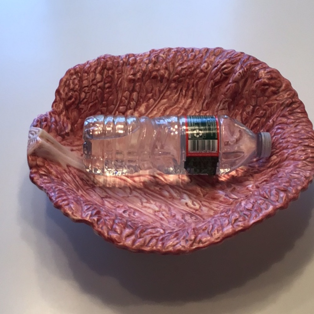 F&F Cabbage Leaf Red Pink Serving Bowl Dish Lettuce Large Vintage Rare 1989 - Picture 14 of 14
